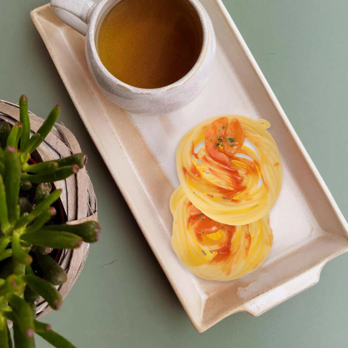 Supvox 2 pezzi di spaghetti modello con gamberetti realistici per pasta artificiale per ristorante, durevole, finto cibo, versatile come decorazione da tavolo fotografica