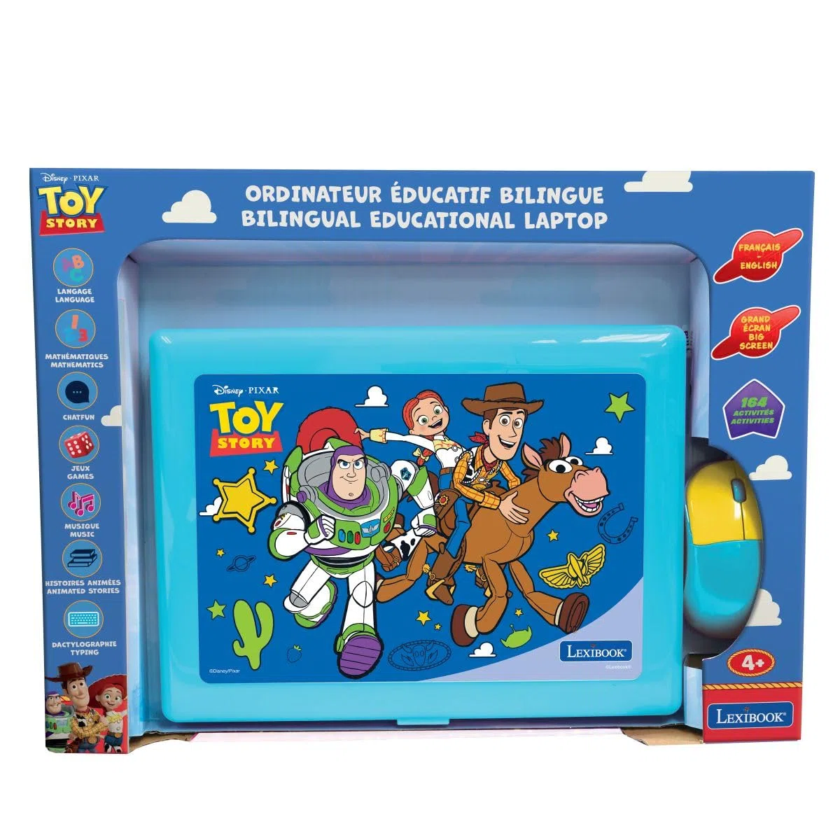 Lexibook, Disney Toy Story, Computer portatile educativo bilingue Inglese e Francese, 164 attività, Matematica, Giochi di logica, Modalità Musica, Schermo LCD, Blu, JC601TSi1LXB