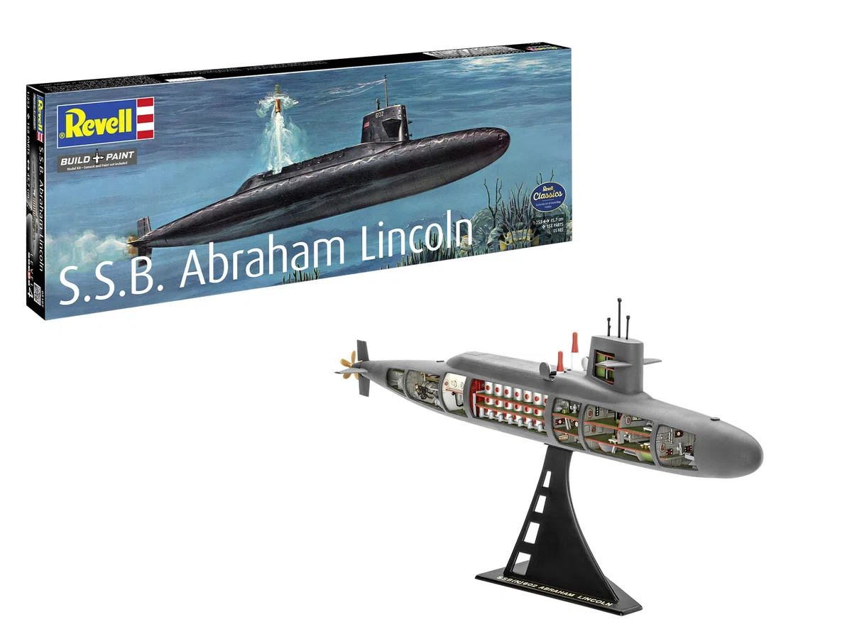 Revell 05185 S.S.B. Abraham Lincoln con interno scala 1:253 - Kit modello in plastica non costruita/non verniciata