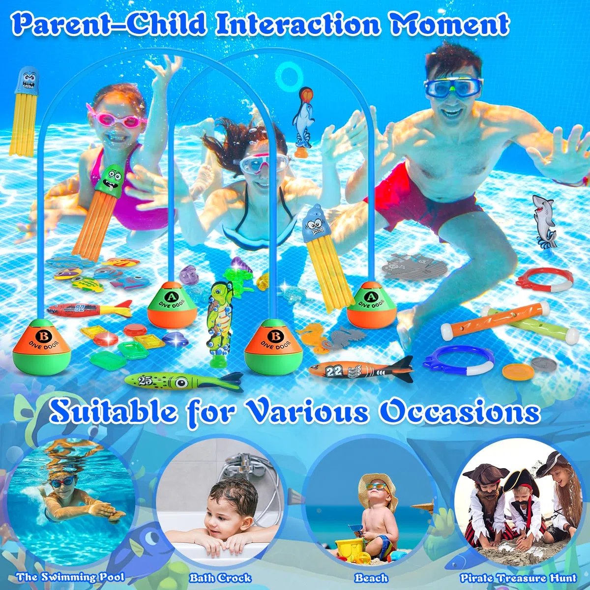 46pcs Giocattoli da Piscina Giocattoli da Immersione Set, Giocattolo Subacqueo, Nuoto Giochi in Piscina, per Bambini Giocattoli da Piscina Giochi Estivi Gioco Acqua Regalo per Bambina
