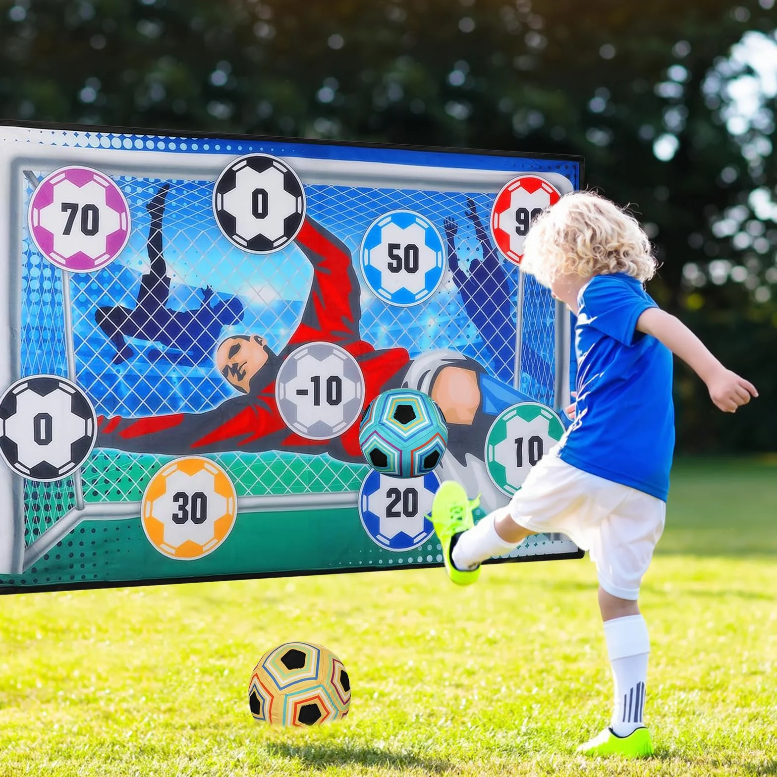 KOIROI Set da Gioco con Pallone da Calcio per Bambini di 3 4 5 6 7 8 Anni, Gioco del Lancio del Calcio Giochi da Esterno per Bambini Gioco Calcio, Regalo di Compleanno per Ragazzi e Ragazze