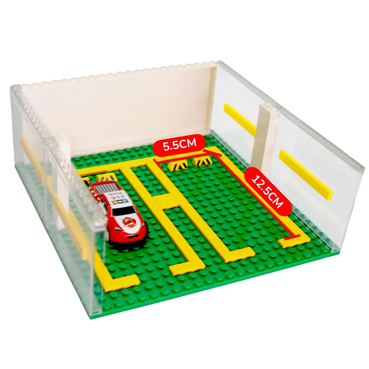 Cabeeskii Garage Speed Champions, Mattoncini da Costruzione, Garage Fai da Te, Vetrina a 3 Strati, Carport Compatibile Con i Mattoncini Lego (Senza Auto), CK01
