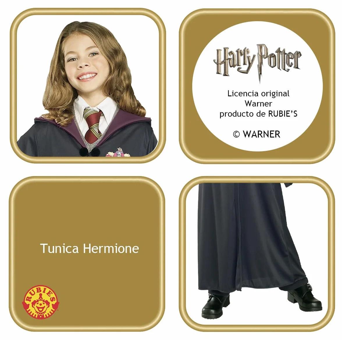 Rubies Costume Hermione Classic per Bambina e Bambina, Licenza Ufficiale, Tunica con Cappucciom Unisex, Gryffindor