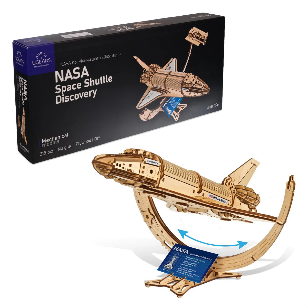 UGEARS Space Shuttle Discovery della NASA - Puzzle 3D Legno Adulti da Costruire - Modellino Navicella Spaziale in Legno Meccanico - Ideale per Fan di Modellismo Navicella Spaziale e Puzzle in Legno 3D