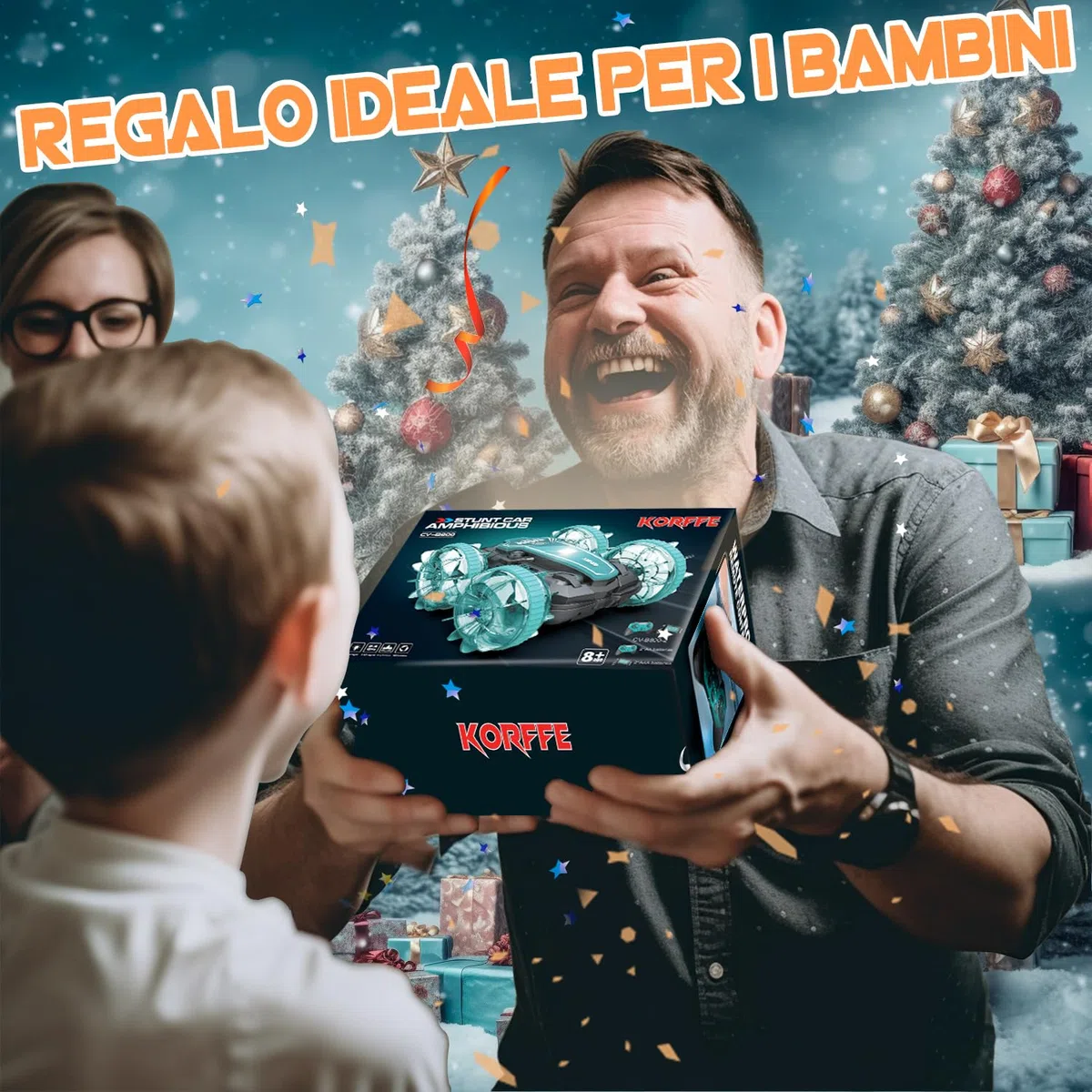 Korffe Automobile Telecomandata Tutto Terreno, 4WD 360°Rotazione 2.4GHz RC Auto All Terreno Impermeabile, Stunt Car Offroad Giocattolo Veicolo Bambini Ragazzo Regalo di Compleanno di Natale Ragazza