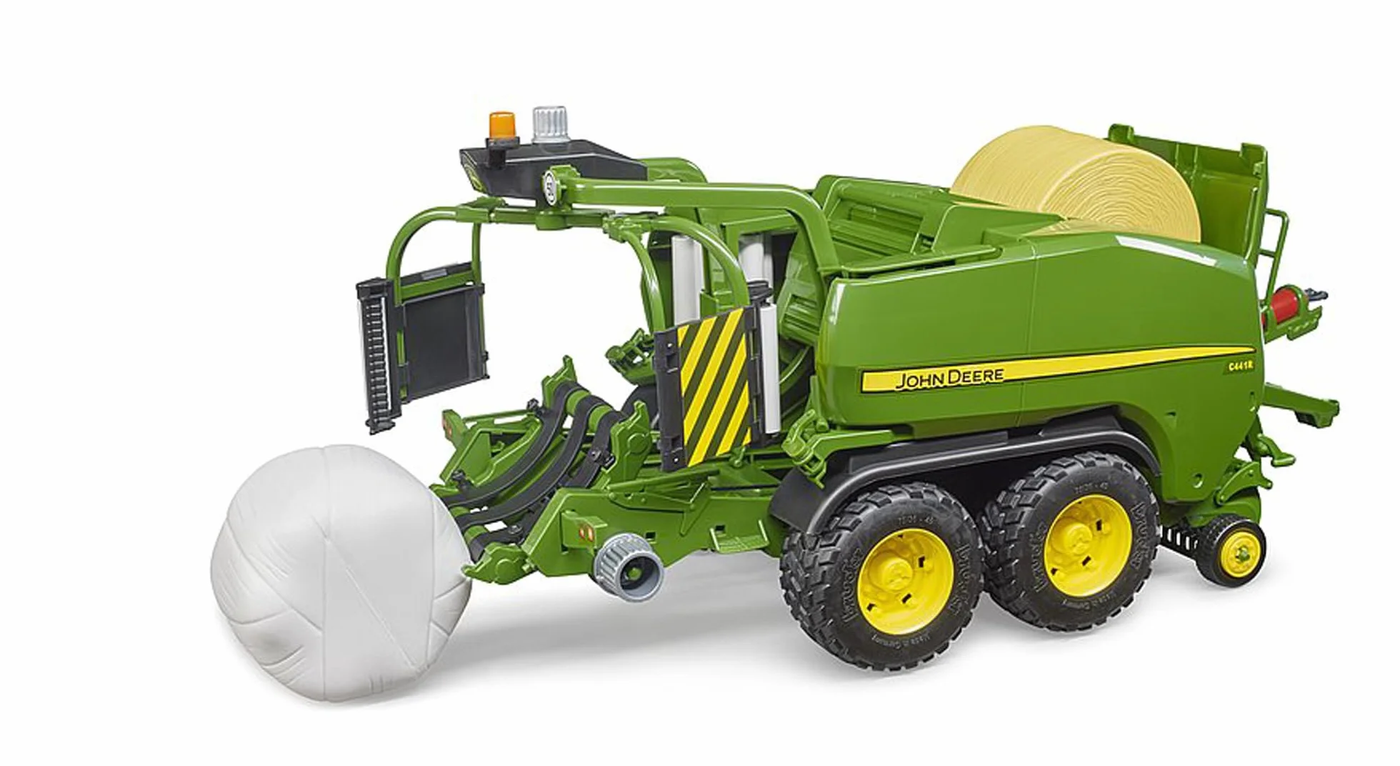 bruder 02032 - Combinazione rotopressa-incartatrice John Deere C441R, trattore, rimorchio