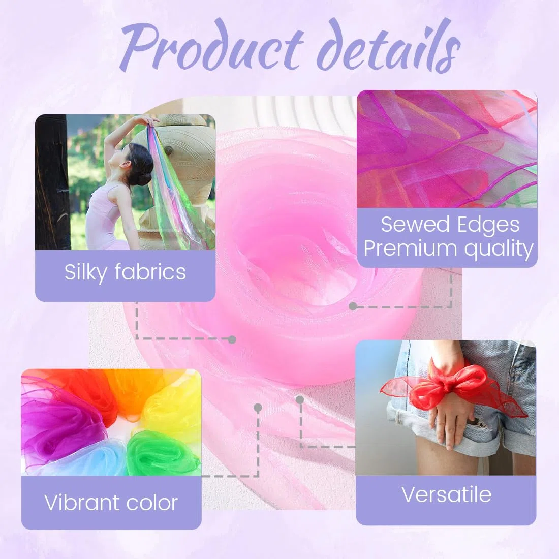 12 Pezzi Foulard Giocoleria,60 x 60 cm Foulard Colorati Per Bambini, Foulard Colorati, Foulard da Danza, Foulard da Ginnastica,Feste per Bambini e Giochi di destrezza