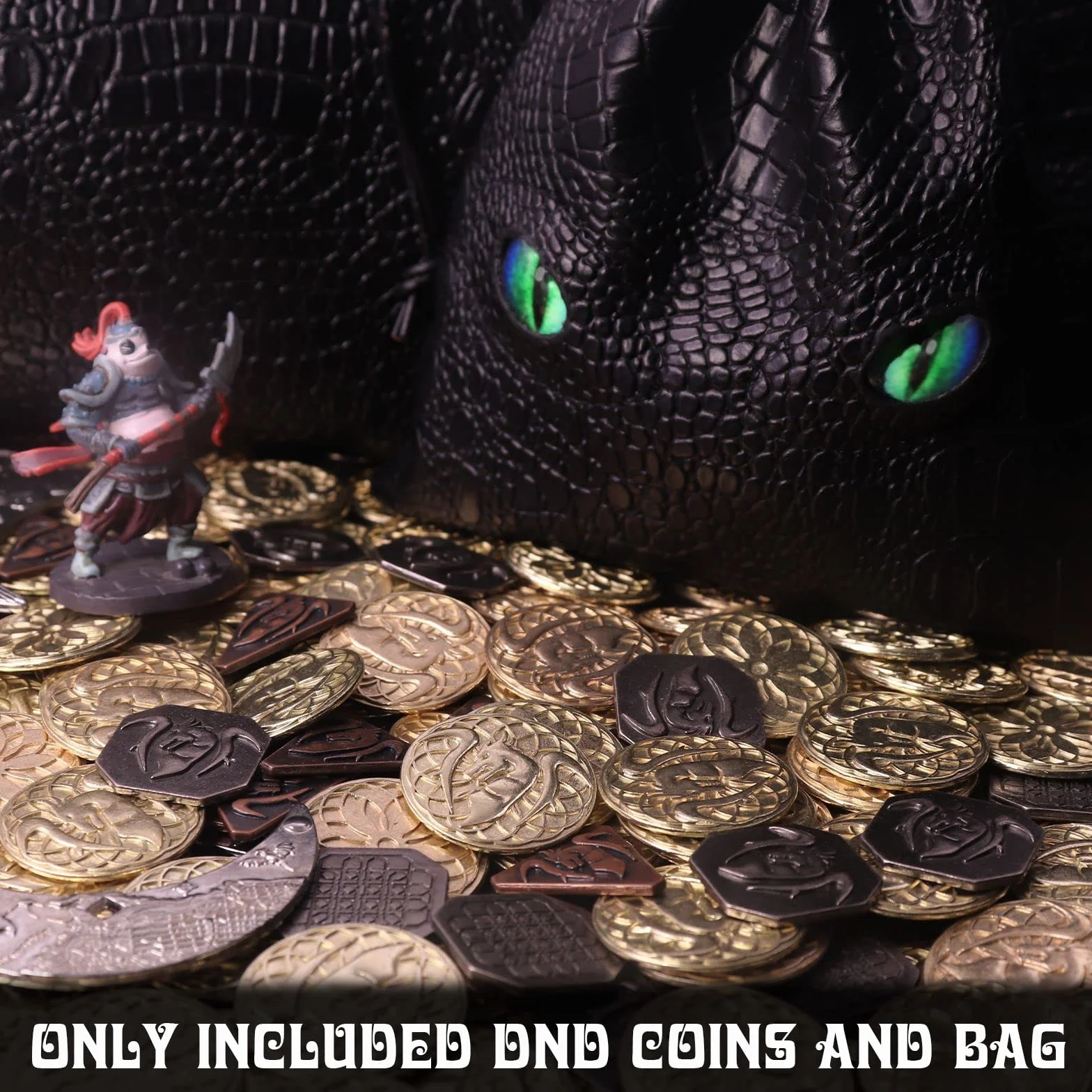 Byhoo 125 Monete DND in Metallo e Borsa in Pelle, Contiene 60 Monete d'oro, d'Argento, 30 Monete di Rame e 5 Monete di Platino,Ottimo per i Giochi da Tavolo Rpg