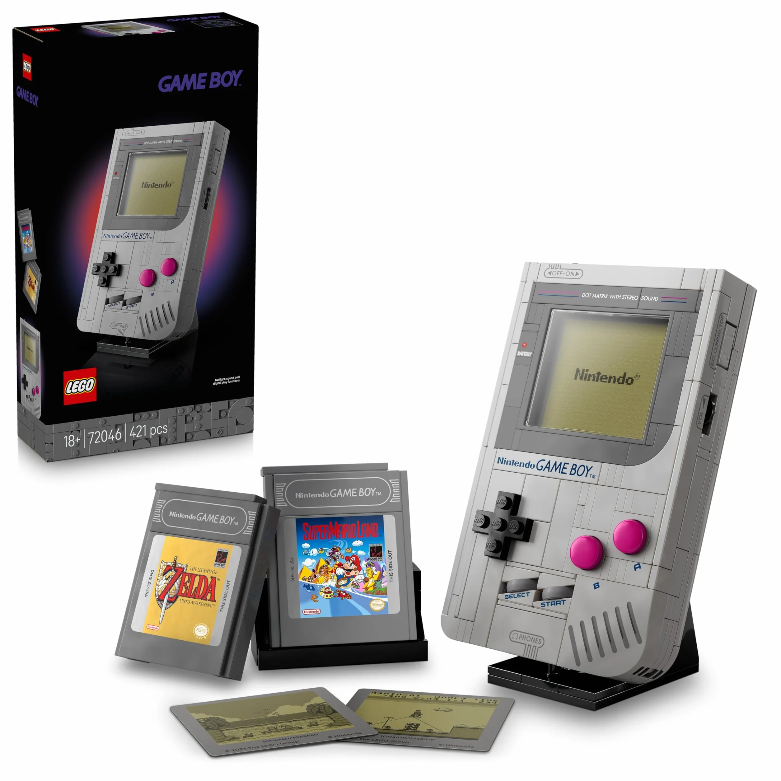 LEGO Super Mario Game Boy Set da Costruzione per Adulti - Modello da Esposizione Nintendo con 2 Cartucce con Schermi Lenticolari Incluso Zelda e Stand - Regalo Retrò per i Fan dei Videogiochi - 72046