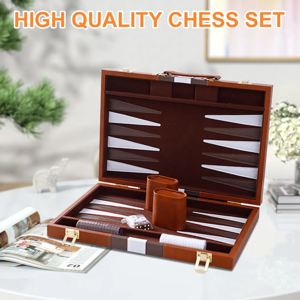 Backgammon da Viaggio, Backgammon gioco da tavolo, Pedine e Dadi Portatili Regalo Perfetto per Gli Amanti dei Viaggi, del Campeggio e Dei Picnic, 2 Giocatori, 11 Zoll