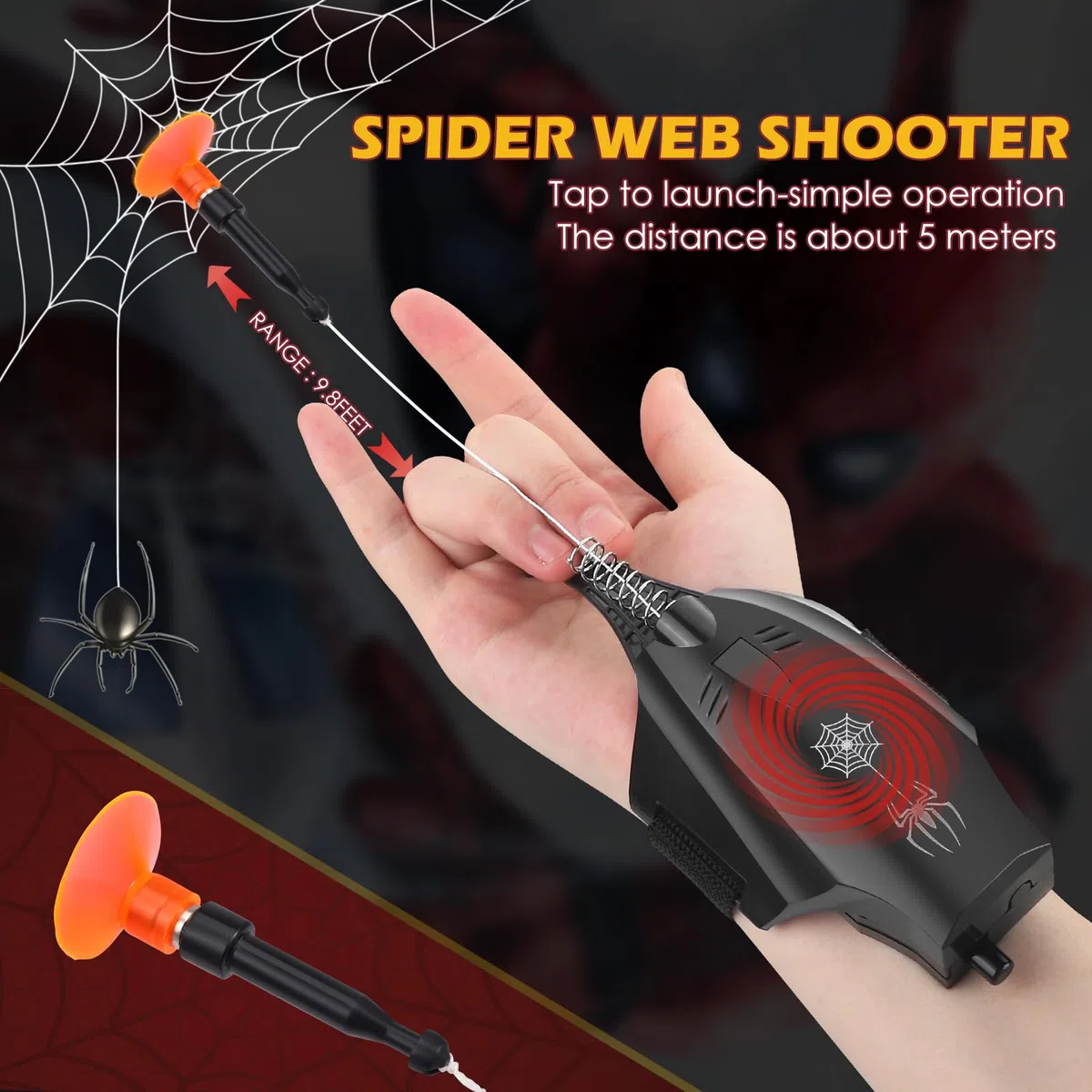 Towwoo Spider Web Shooter, guanto lanciatore Spider Cosplay guanto 3 m Launcher set giocattolo polso elettrico avvolgimento automatico cavo (Aggiornamento)