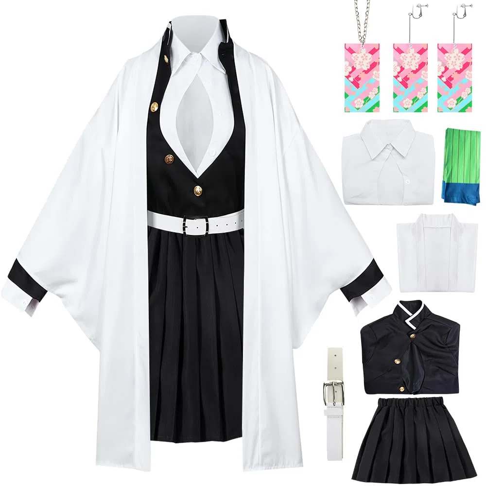 Costume Nezuko Tanjirou per Carnevale Halloween Natale, Set di Kimono Mantello, Regalo per Bambini
