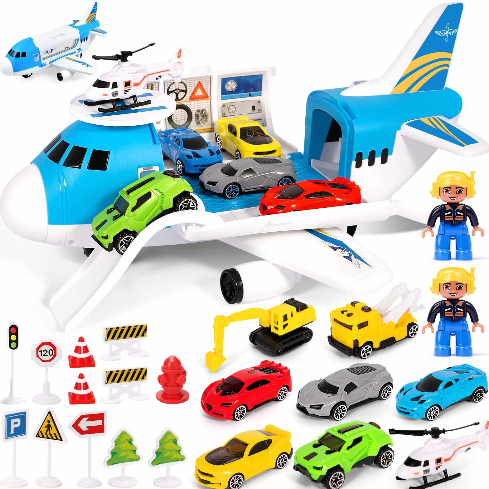 23 in 1 Aerei Giocattolo per Bambini,Trasporto Aereo e Set di Giocattoli per Auto,Aeroplano Giocattolo,Aeroplani Giocattolo Set,Aerei Trasportatore Set, Ragazzo Natale Compleanno Regalo