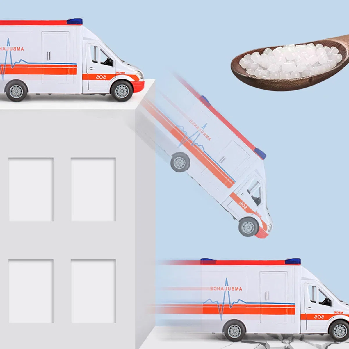 Ambulanza giocattolo per veicolo di soccorso – Camion di emergenza interattivo con e suoni, set da gioco per bambini con | Macchinina giocattolo educativa di grandi dimensioni