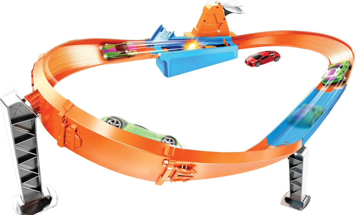 Hot Wheels, Playset Pista Sfida di velocità e Curva Estrema con Macchinina, Giocattolo per Bambini 4+ Anni, GJM75