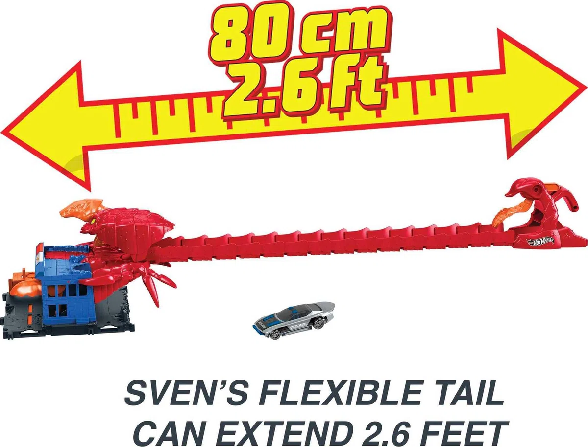 Hot Wheels - City Attacco dello Scorpione Mobile con 1 Macchinina, Pista a Forma di Coda Flessibile Lunga 76 cm, Giocattolo per Bambini 4+ Anni, HDR32