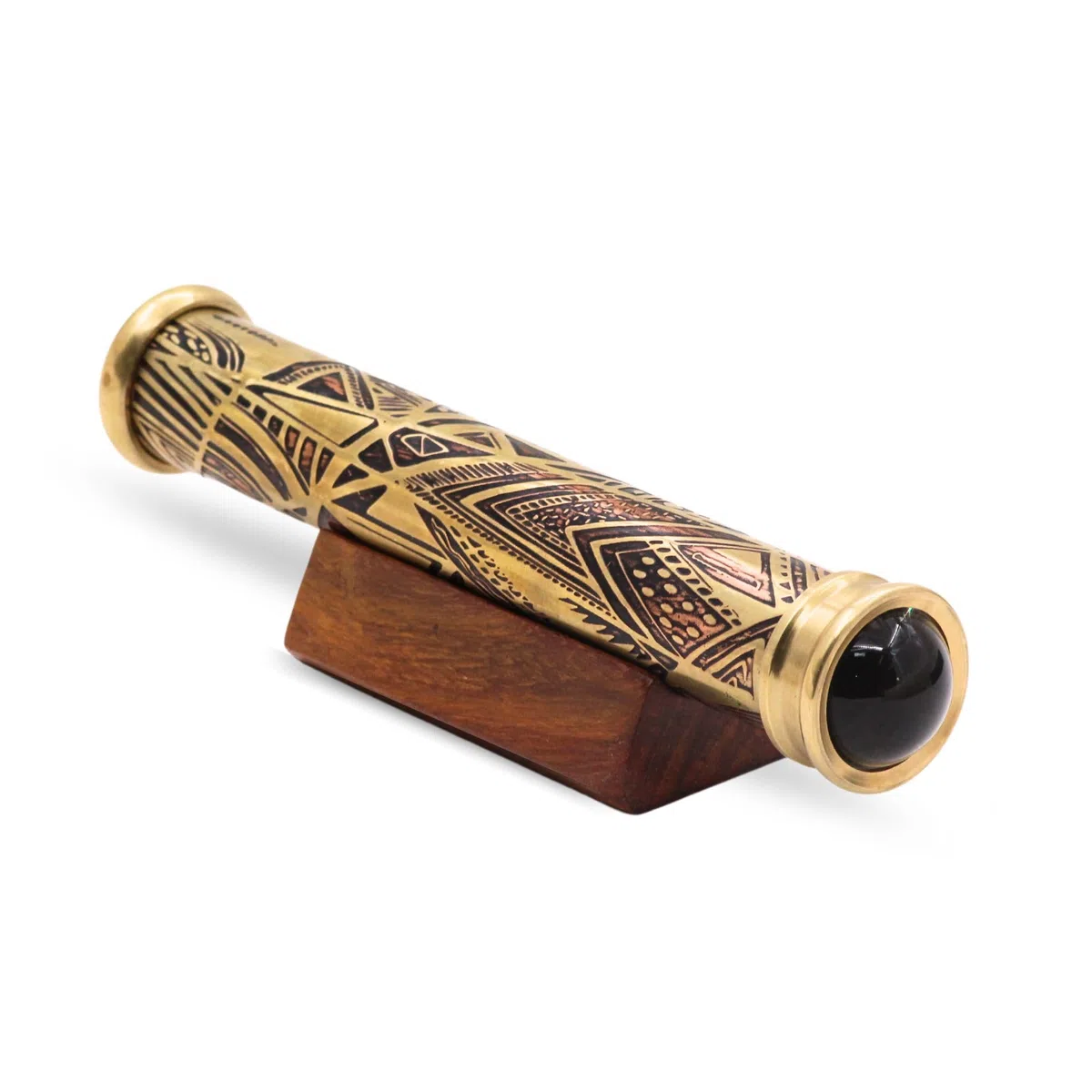 Teleidoscopio in ottone fatto a mano, caleidoscopio dall'aspetto vintage con espositore in legno, decorazione nautica da regalare, finitura anticata, regalo per marito, laurea, pensionamento