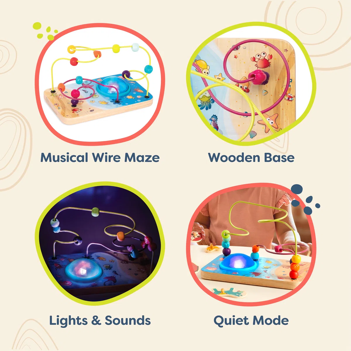 B. Toys - Mari da brivido - Labirinto di Perline - Labirinto di Fili Musicali - Suoni e luci - 12 Mesi +