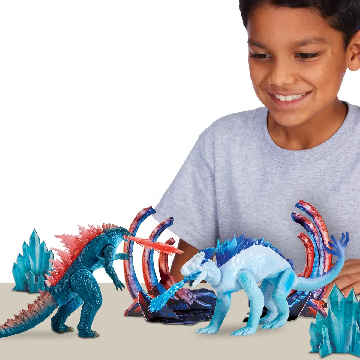 MonsterVerse - Godzilla x Kong, Confezione da 2 statuette articolate, 15 cm, Godzilla vs Shimo, per bambini dai 4 anni in su, MN3041