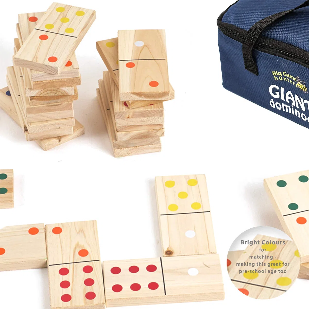 Garden Games Domino Gigante in Legno in Una Borsa per Stoccaggio