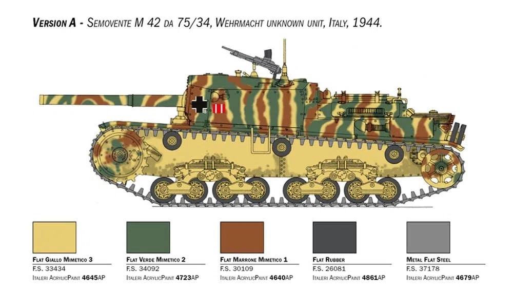 Italeri 6584 Semovente M42 da 75/34, Scala 1:35, Plastic Model Kit, Modello in Plastica da Montare, Modellismo