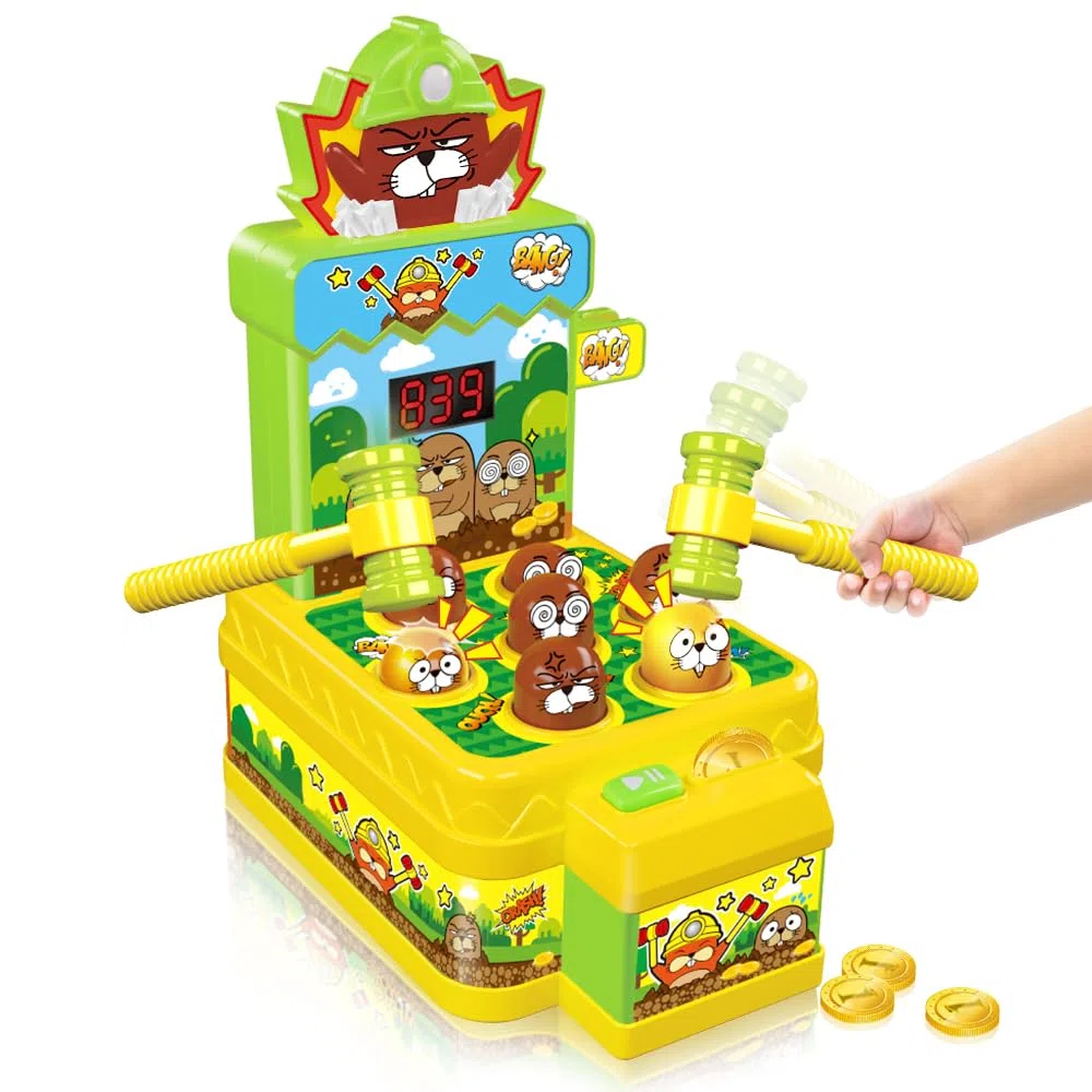 VATOS Giocattolo Martello, Mini Gioco elettronico Arcade, Gioco con 2 martelli, Gioco interattivo per Lo Sviluppo educativo per Bambini e Ragazzi di età 3 4 5 6 Anni