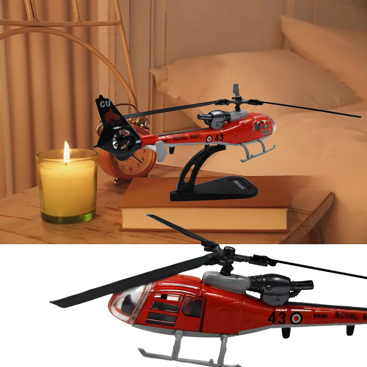 Modello elicottero SA341 in scala 1:100 collezione in lega Pale rotanti, decorazione for display tavolo for adulti, regalo perfetto for gli appassionati aviazione regalo compleanno