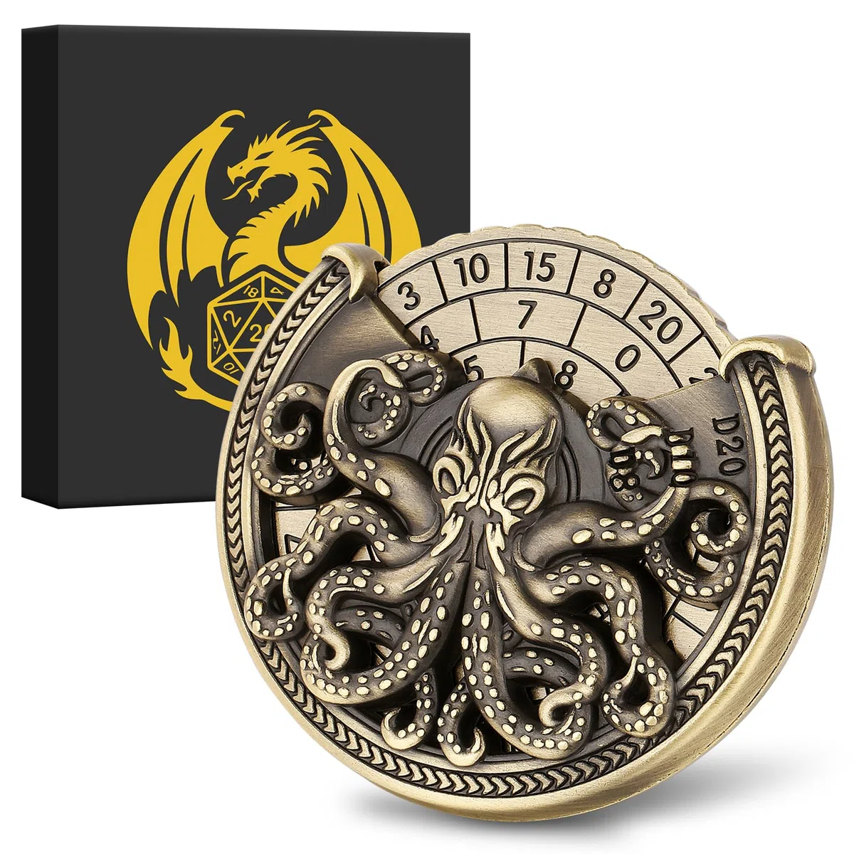 Set di dadi per D&D, set di dadi metallici 7 in 1, con giroscopio a punta di dita, set di dadi per roulette e polpi, set di dadi per D&D, regali di D&D con confezione regalo, accessori per giochi di