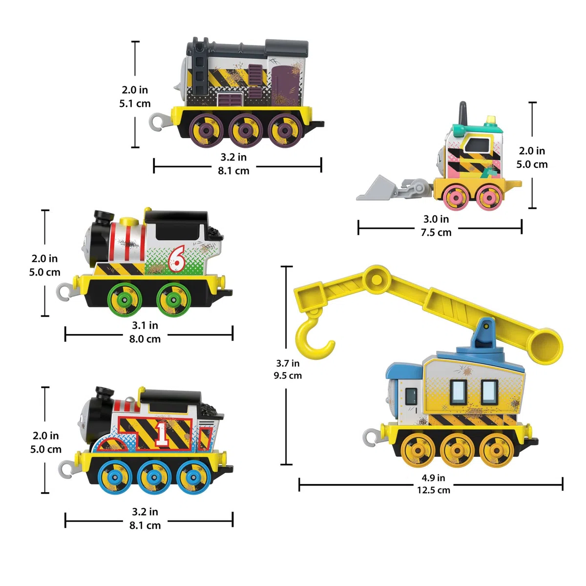 Thomas & Friends - Squadra del Cantiere, set con 5 veicoli locomotiva a tema costruzione ispirati ai personaggi della serie animata, giocattolo per bambini, 3+ anni, JBW26