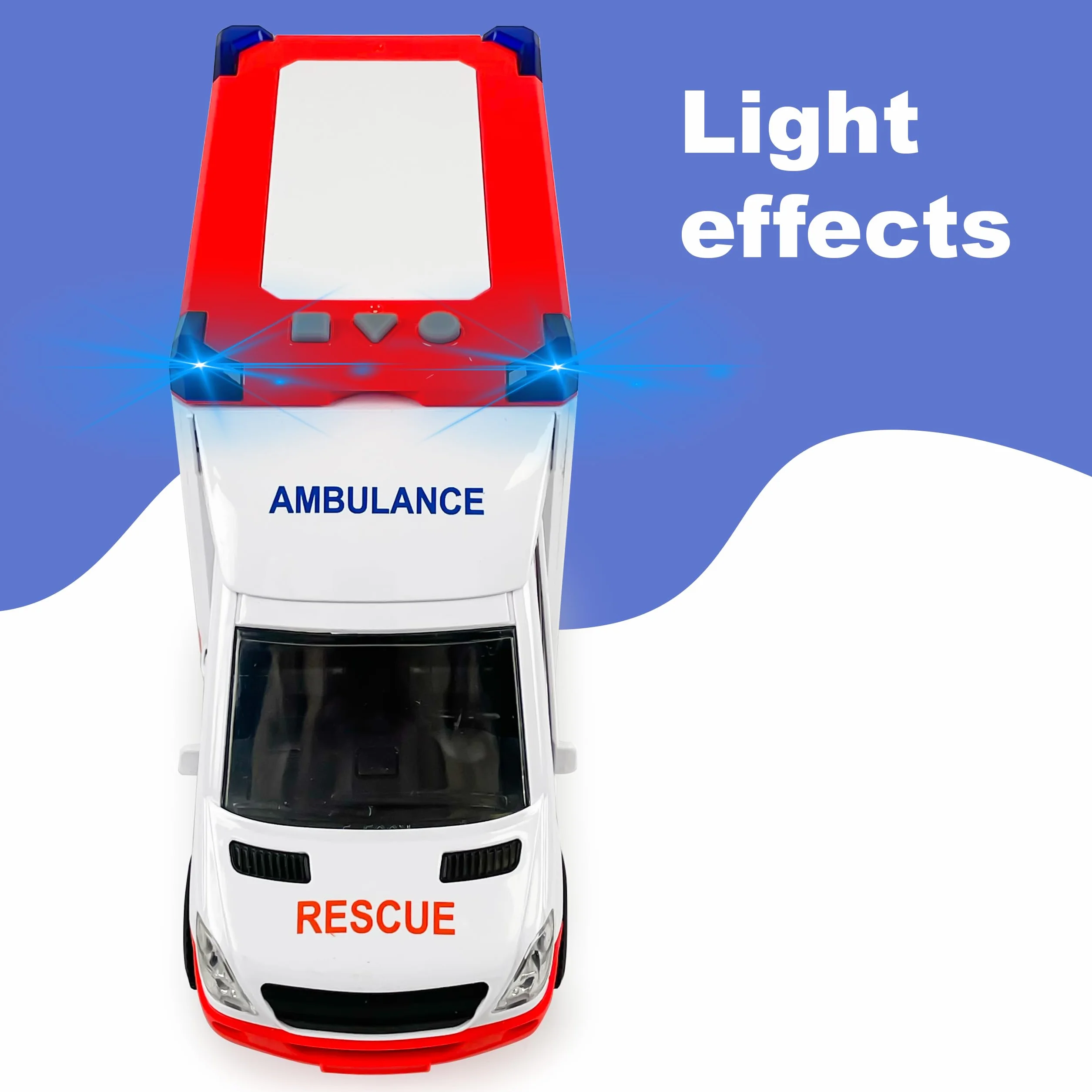 CELMAN Ambulanza giocattolo ambulanza ambulanza con barella, portellone apribile, luce e suono, grande auto giocattolo medico Responder per bambini dai 3 4 5 6 7 8 anni in su