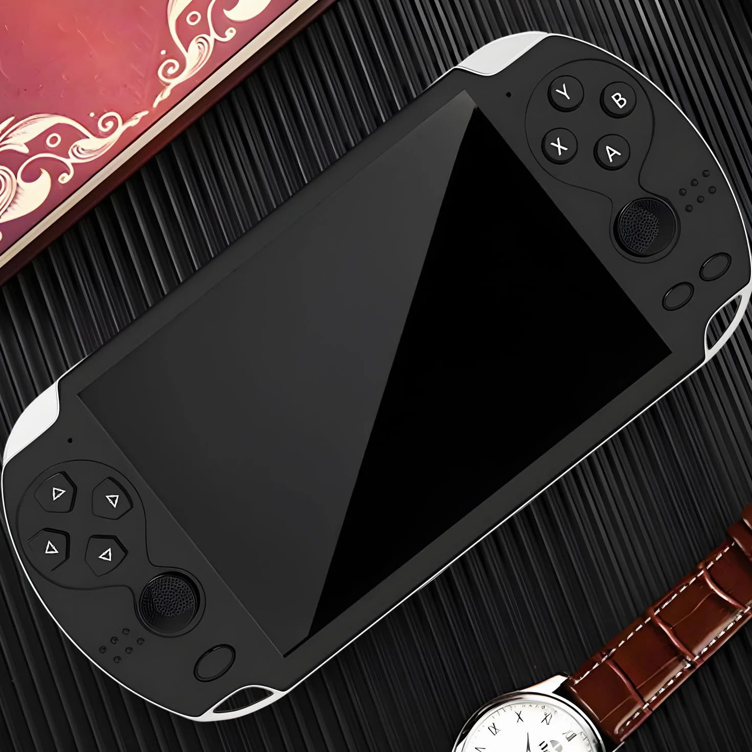 Retoo Console di gioco portatile con display HD 5,1 pollici, lettore SD, cuffie incluse, console portatile per videogiochi retrò, ideale per bambini e adulti, nero