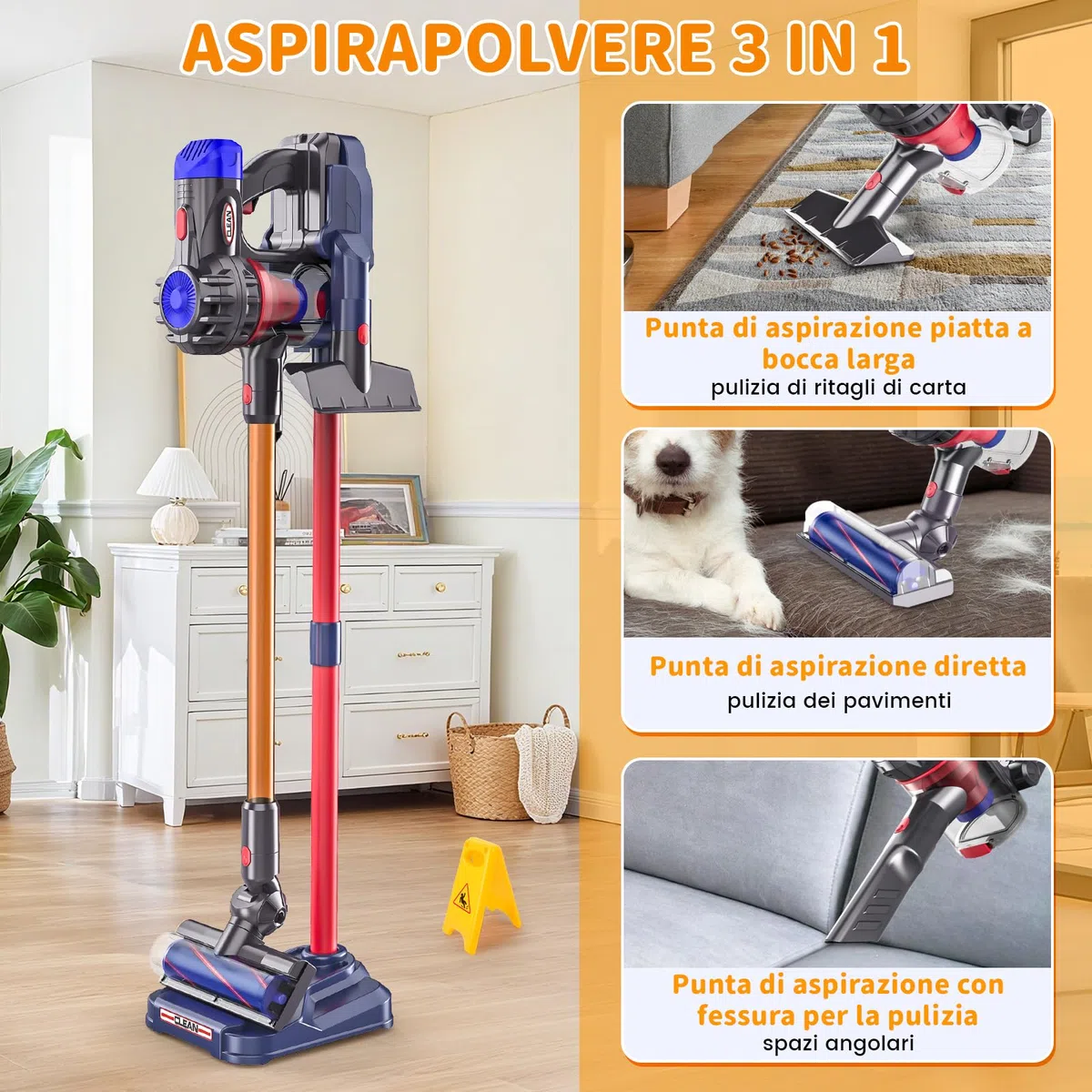 Aspirapolvere Giocattolo Bambini, 3-in-1 Aspirapolvere Giocattolo Funzionante Set Pulizia Giocattolo Regali per Bambini e Bambine dai 3 ai 6 Anni (Modello Avanzato)