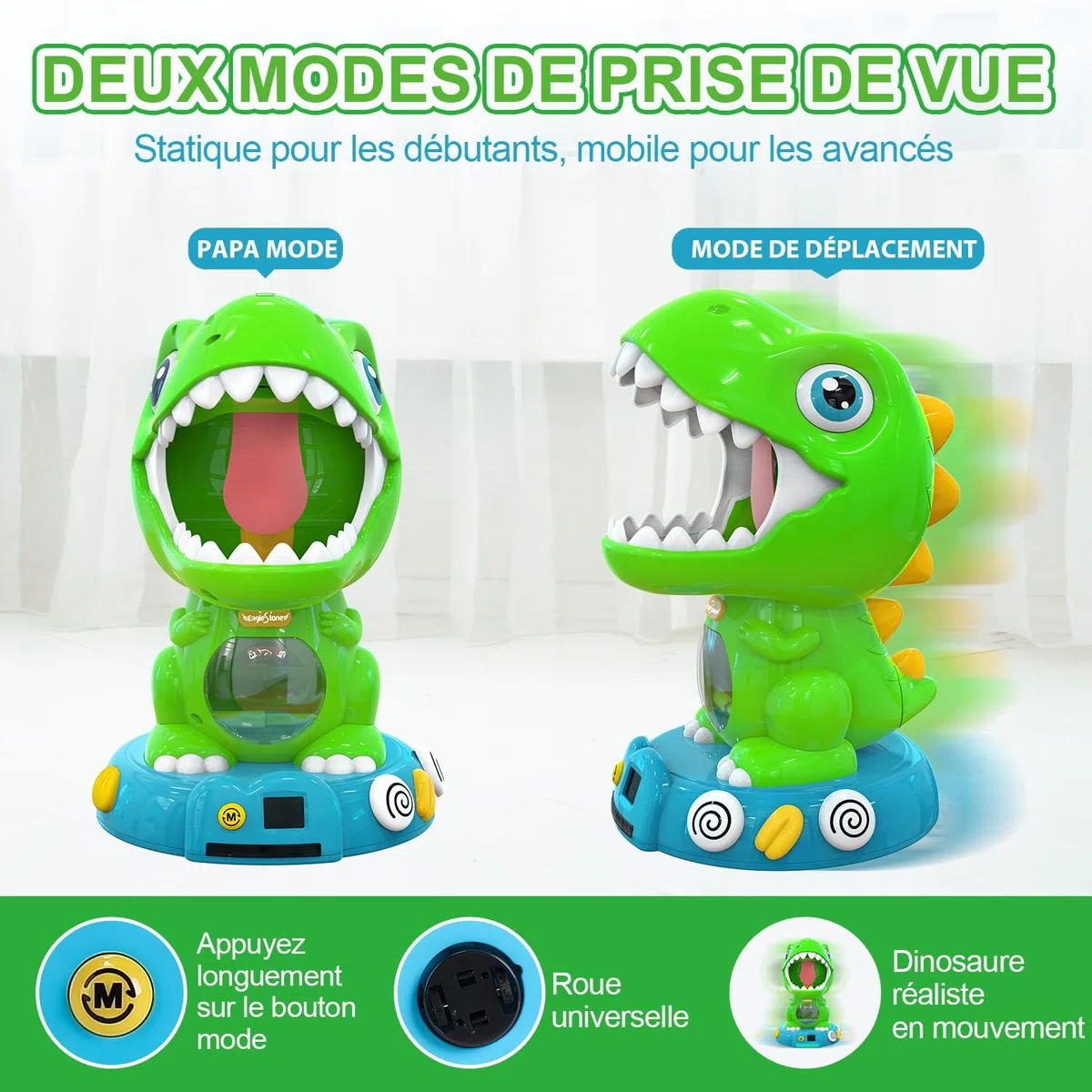 EagleStone Giocattoli da tiro a Forma di Dinosauro Mobile per Bambini con spruzzatura, Giocattolo da Gioco elettronico con 2 Pistole a Pompa, 48 Palline, Giocattoli Natalizi per Feste con Suono