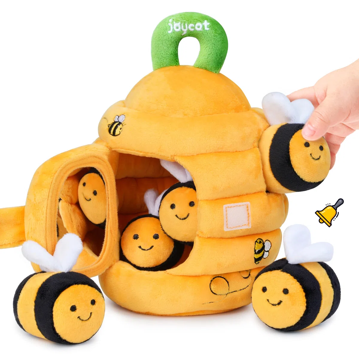 JoyCat Giochi Neonato 6-12 Mesi - Alveare Morbido con 5 Api Sensoriali/Sonaglio/Specchio Neonati Montessori Sensoriale Regalo Bimbo Bimba 1 Anno