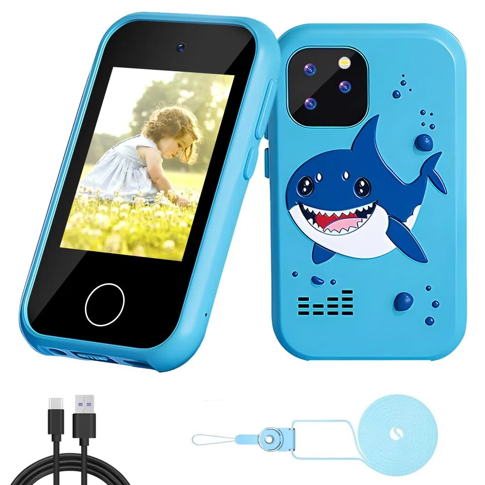 Smartphone per Bambini/Bambina, Cellulare per bambini, Telefono Giocattolo Educativo con Doppia Fotocamera, Lettore MP3, Compreso Favola, Disegno, Sveglia, Regalo per Bambini Dai 3 ai 12 Anni