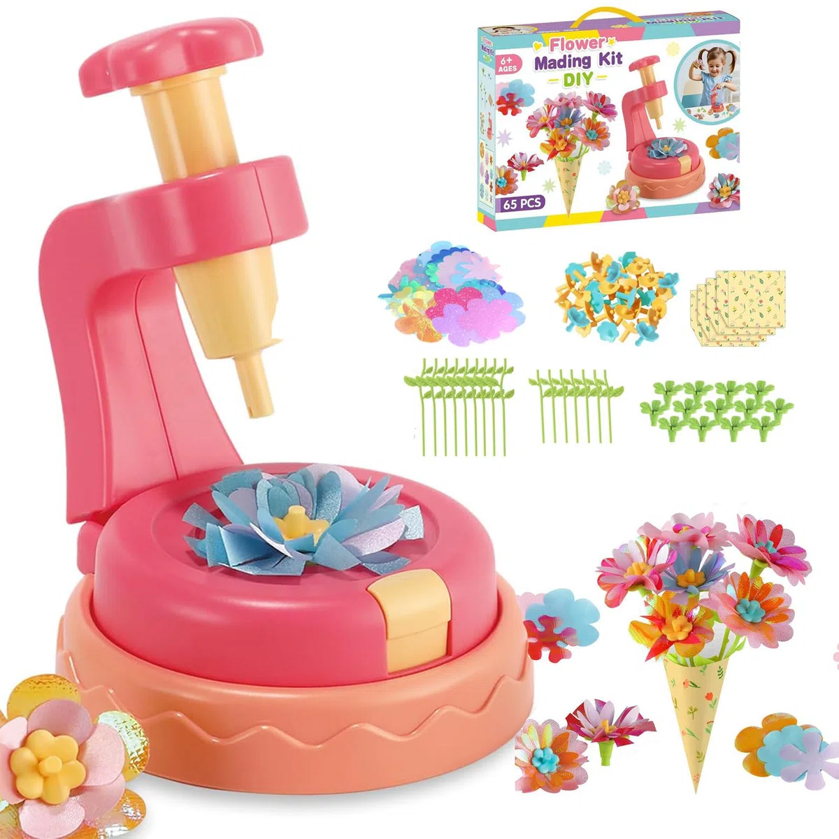 JOYVOVO Regalo Bambina 4 5 6 7 8 9 10 Anni, Set di Artigianato per Bambini, Kit Artigianalee Creativo con Macchina per la Produzione di Fiori Bambini, DIY Creativo Giochi Bambina 4 5 6 7 8 9 10 Anni