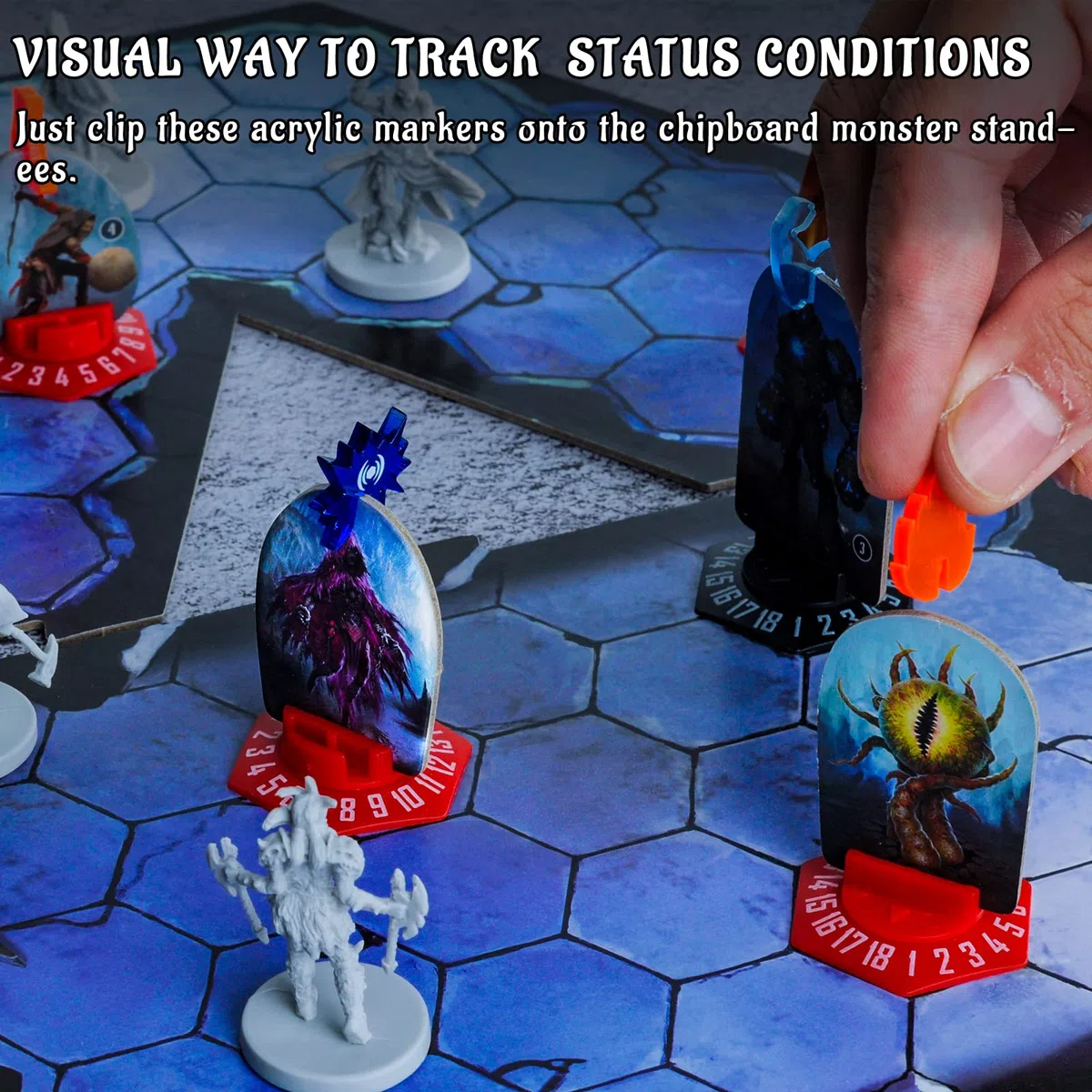Condition Token Set di 60 pennarelli acrilici per effetti di stato per Gloomhaven, cerchi dimenticati e mascelle del leone
