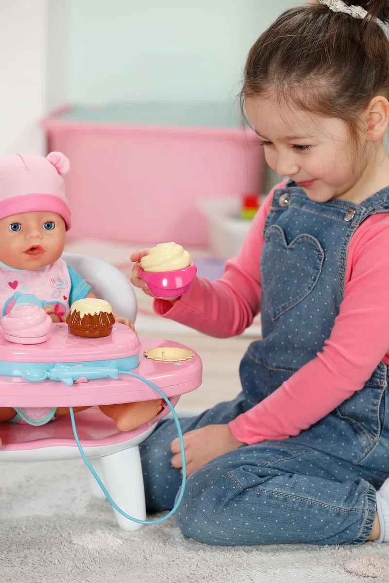 BABY born Tavolo da pranzo con funzione luce e suono - Oltre 10 piatti e bevande diversi - Adatto a tutte le bambole da 43 cm