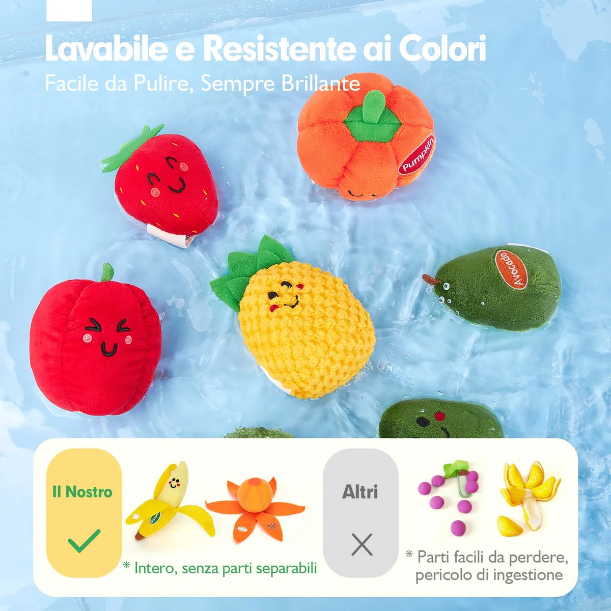 hahaland Giochi Montessori 6 Mesi - 16 PCS Frutta e Verdura Giocattolo in Peluche con Sonaglio e Cestino, Gioco Bambino Educativi Regalo Bimbo Bimba 6 9 12 Mesi