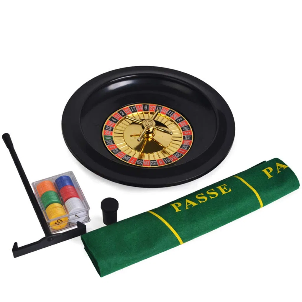 Roulette da Casinò 25,4 cm Set di Gioco con Tovaglia, Chips, Rastrllo, Palle d'Acciaio, Per KTV Party Game, Età 120 Mesi+