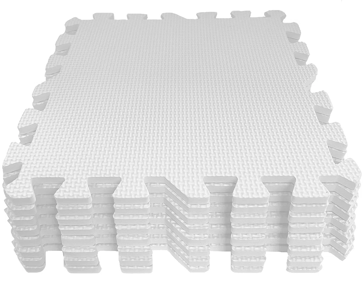 Grendle Set di tappetini in schiuma ad incastro 30,5 x 30,5 x 1 cm, 8 pezzi, colore: Bianco