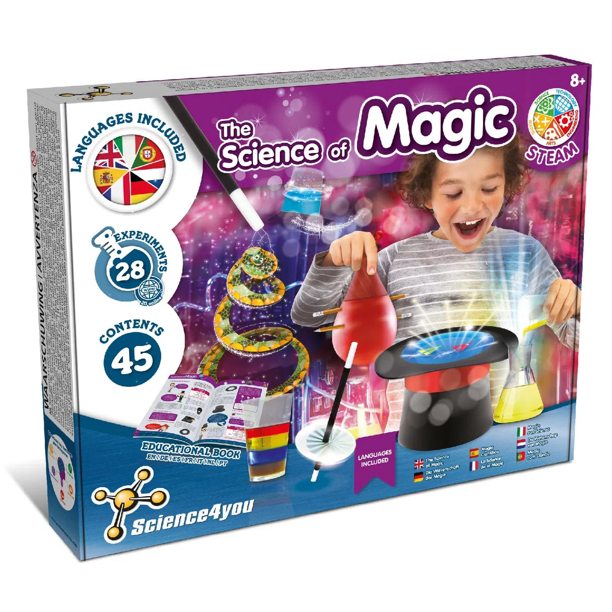 Science4you Scienza della Magia - Giochi di Magia con 28 Trucchi - Kit per Bambini 7 8 9+ Anni con Pozioni Magiche e Altro ancora, Regalo Educativo per Bambino e Bambina 7 8 9+ Anni