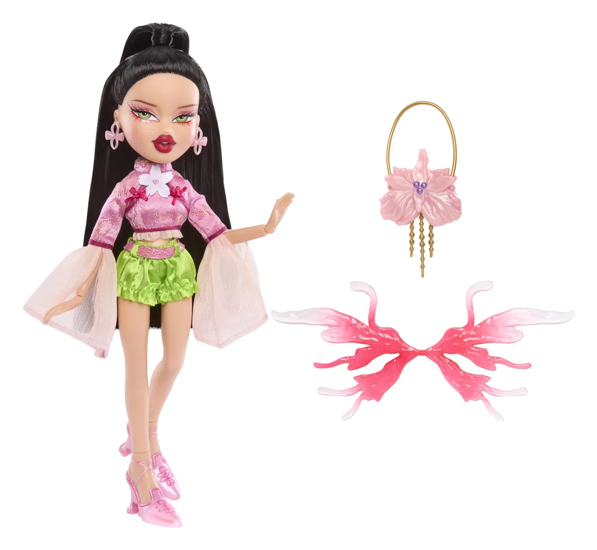 Bratz Fashion Pixiez Jade - Bambola Fantasy da Collezione con Abiti e Accessori Reali, le Ali si Trasformano in un Anello