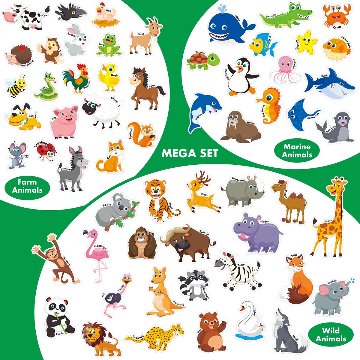 SpriteGru 60 magneti a tema animali per bambini, perfetti per l’apprendimento in età prescolare, (versione inglese)