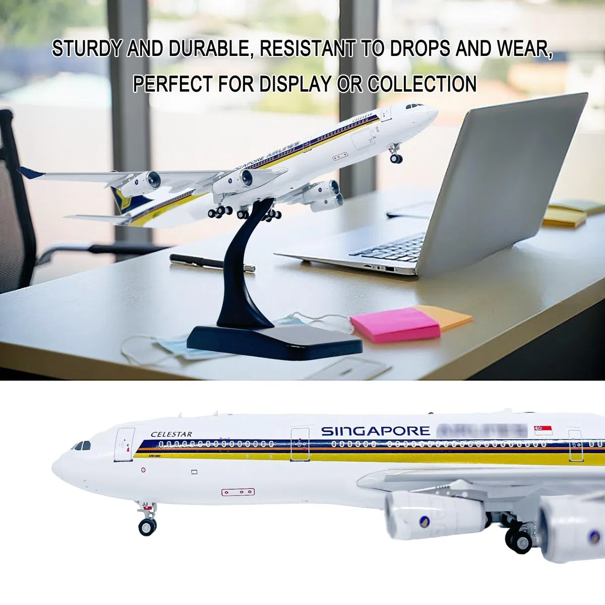 Modello pressofuso Singapore A340-300 in scala 1:400 9V-SJJ Aereo Display lega metallica premium for vetrina scrivania Regalo perfetto for gli appassionati aviazione Collezionisti Piloti