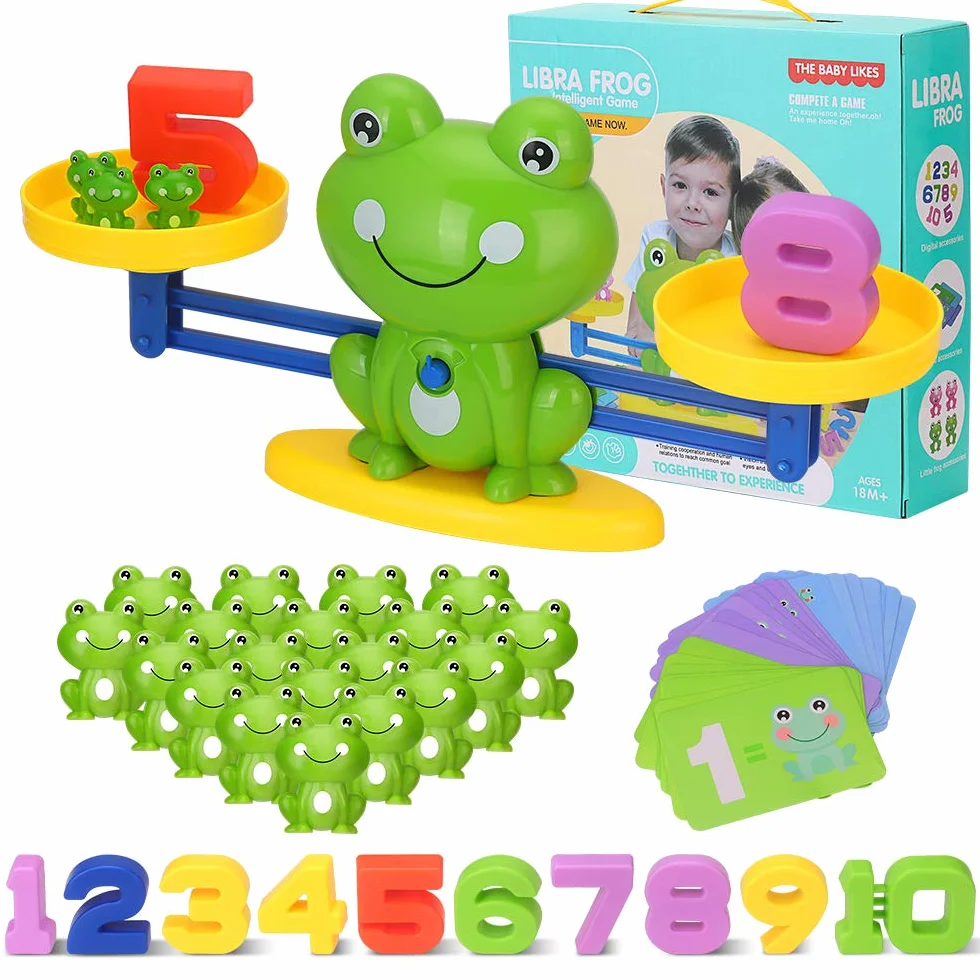 Giochi Matematici Bilancia, Equilibrio Gioco Matematico Rana Conteggio Giocattoli per Bambini Digitale Addizione e Sottrazione Bilance Prima Educativi Giocattolo Regalo per Bimbi (65 Pezzi)