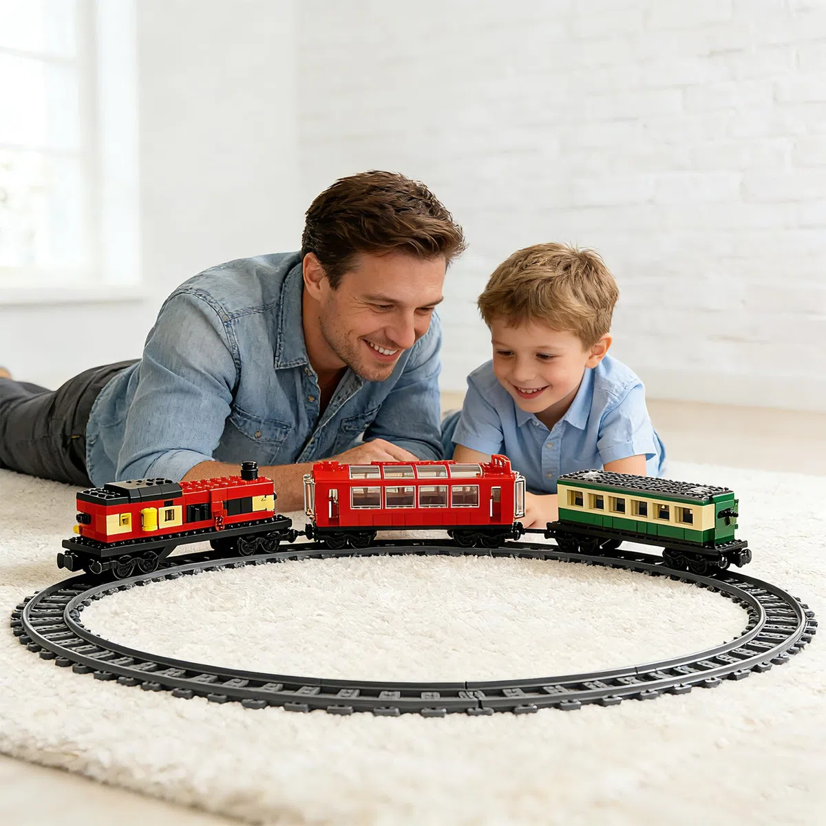 Set di 2 mattoncini per treno merci, accessori per ferrovia, set di mattoncini da costruzione, base di treno, accessori