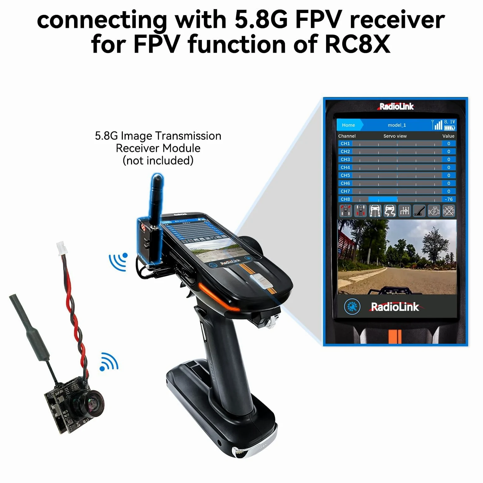 Radiolink Trasmissione di immagini wireless 5.8G 48CH 800TVL trasmettitore fotocamera commutabile 25mw per FPV