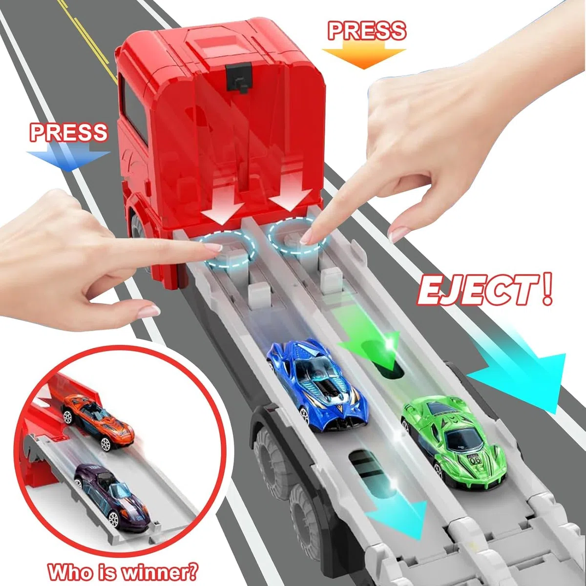 Camion Trasporto Giocattoli,Camion Giocattolo per Bambini,Auto Giocattolo Pista Portatile con 9 Auto da Corsa,Camion Pista Macchinine,Macchinine per Bambini dai 3 4 5 6 Ann