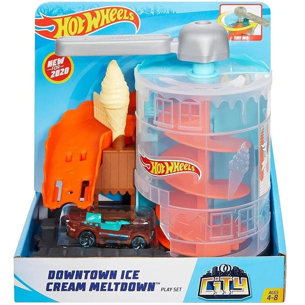 Hot Wheels- Playset Pista Fabbrica dei Gelati con Macchinina Giocattolo per Bambini 3+Anni, GJK74